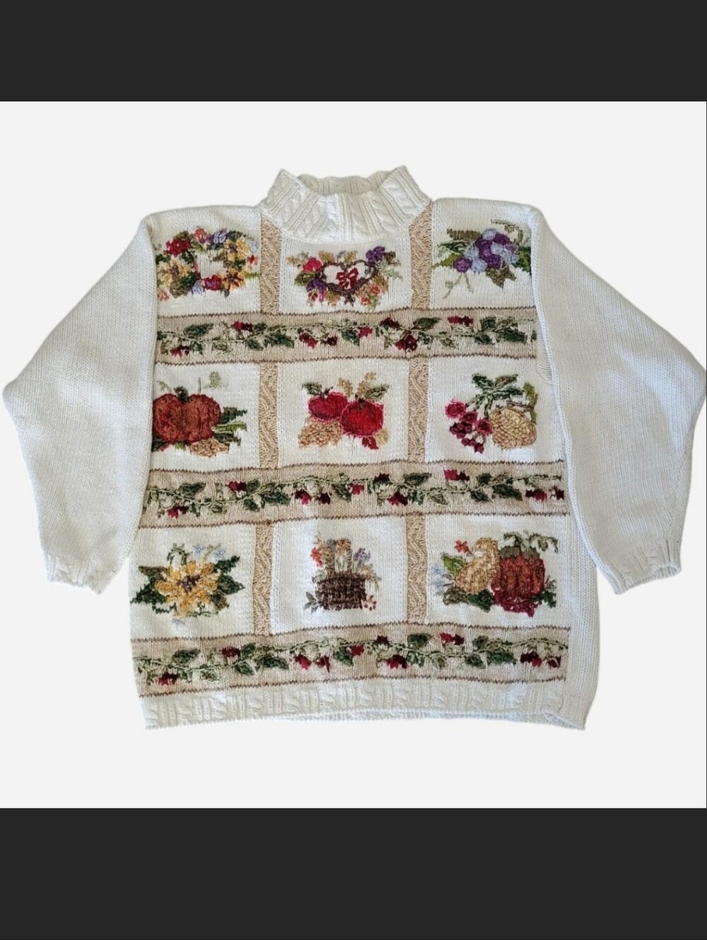 Vintage Fashion Bug white ramie & cotton Farmers Market sweater